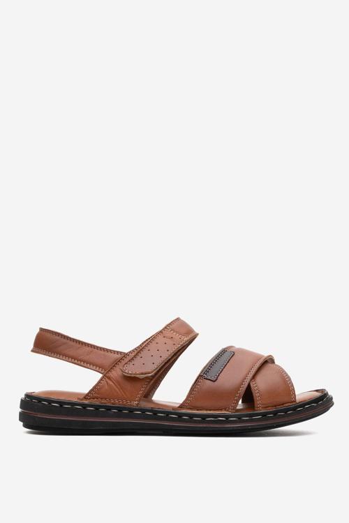 Erkek Çapraz Bantlı Sandalet Gerçek Deri DC 1216 TABA