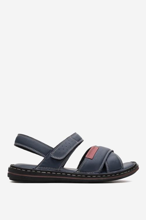 Erkek Çapraz Bantlı Sandalet Gerçek Deri DC 1216 LACİVERT