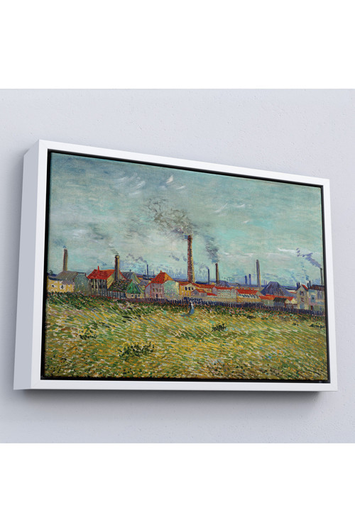 Çerçeveli Vincent Van Gogh Clichy'Deki Fabrikalar Tablo - Factories At Clichy-7170