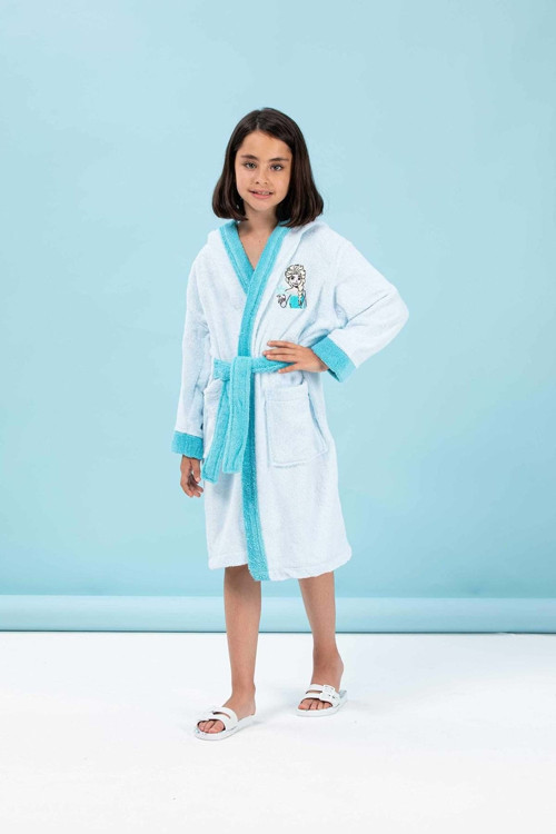 Dsny Frozen Snowflake Çocuk Bornoz Nakışlı Mavi 9-10 Yaş