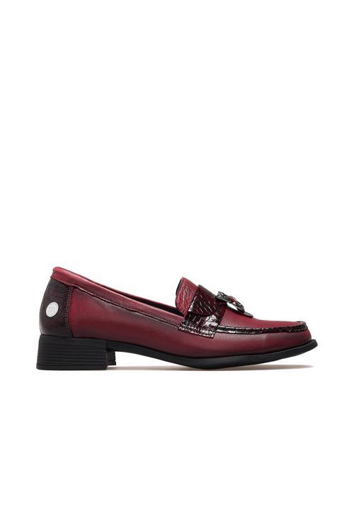Kadın Hakiki Deri Loafer Günlük Ayakkabı 25k D25ka-855 Z Bordo