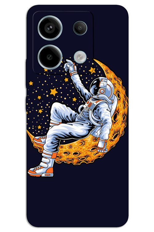 Xiaomi Poco M6 Pro Kılıf HD Desen Baskılı Arka Kapak - Astronot Ay