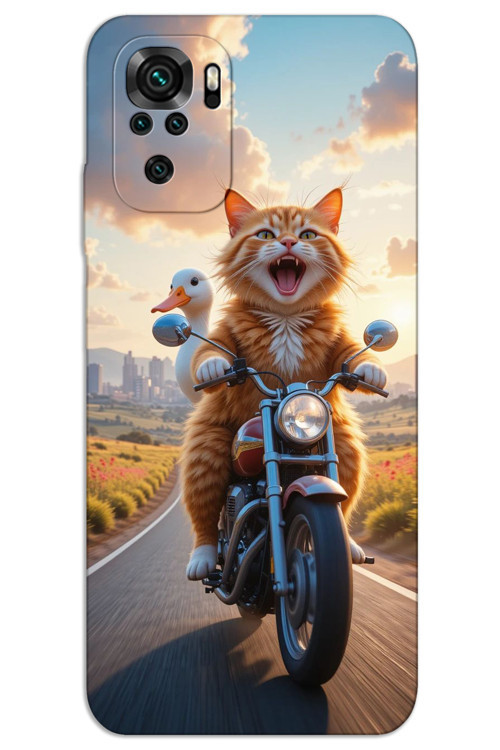 Xiaomi Redmi Note 10S Kılıf HD Desen Baskılı Arka Kapak - Çılgın Kedi