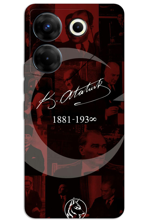 Tecno Camon 20 Pro 4G Kılıf HD Desen Baskılı Arka Kapak - Atatürk Ayyıldız