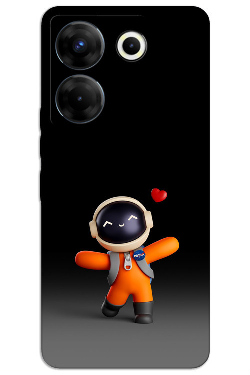 Tecno Camon 20 Pro 4G Kılıf HD Desen Baskılı Arka Kapak - Astronot Kalp