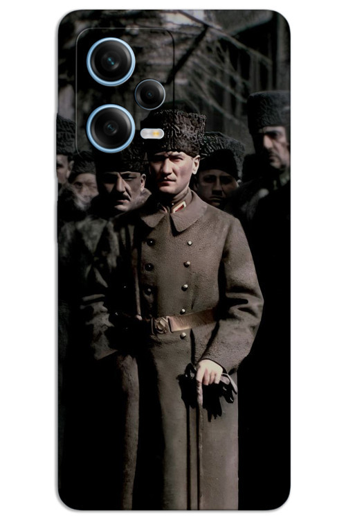 Xiaomi Redmi Note 12 5G Kılıf HD Desen Baskılı Arka Kapak - Atatürk Kalpak
