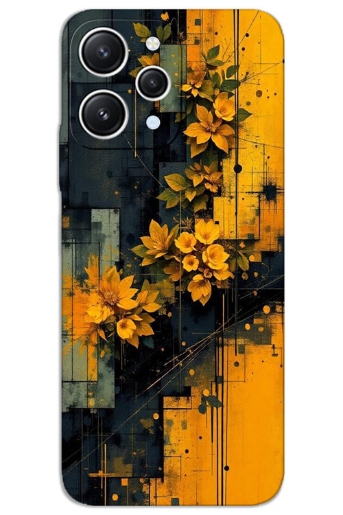 Xiaomi Redmi 12 Kılıf HD Desen Baskılı Arka Kapak - Sarı Çiçekler