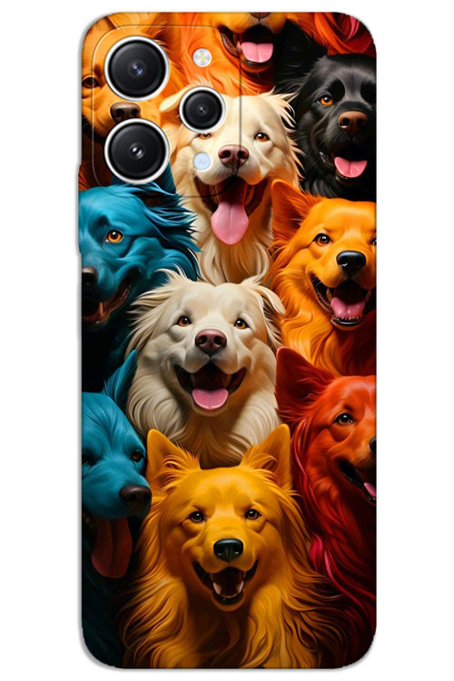 Xiaomi Redmi 12 Kılıf HD Desen Baskılı Arka Kapak - Renkli Köpekler