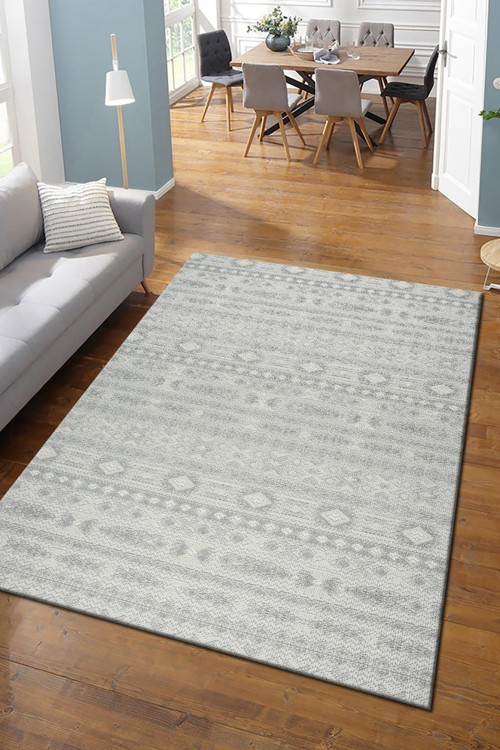 Modern Tasarımlı Jüt Dokuma Loop Sisal Gri Renk Halı