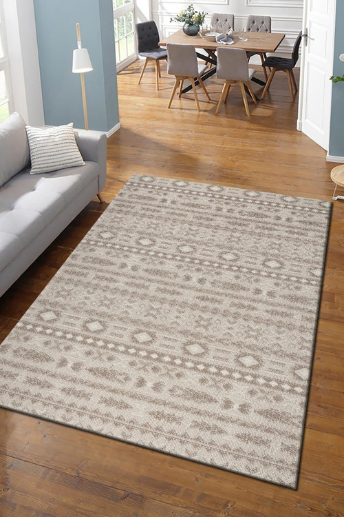 Modern Tasarımlı Jüt Dokuma Loop Sisal Kahve Renk Halı