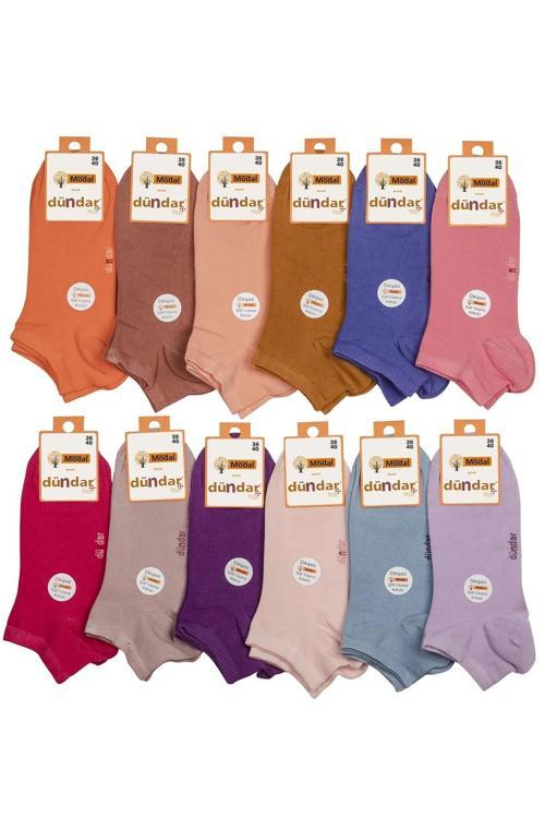 Kadın Modal Plus Patik Çorap Pastel Renk 4506 - 12 Adet