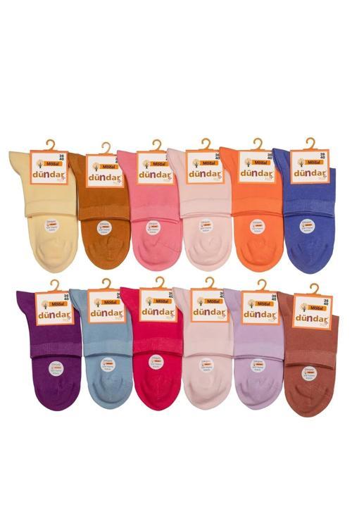 Kadın Modal Konç Plus Pastel Renk Çorap 6937- 12 Adet