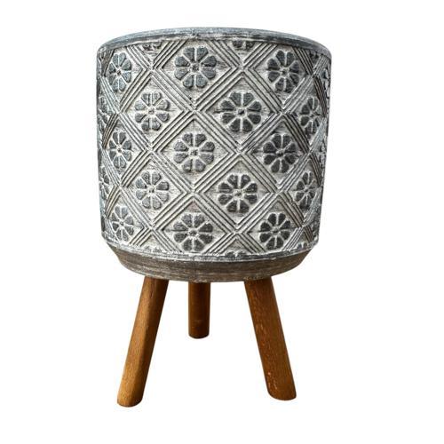 Ev dekorasyon Gri Yonca Ayaklı Beton Saksı Çiçeklik Saksılık