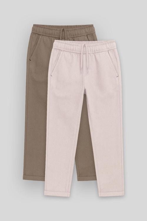 Standart Fit 2li Paket Camel-Taş Erkek Çocuk Chino Pantolon - 11272