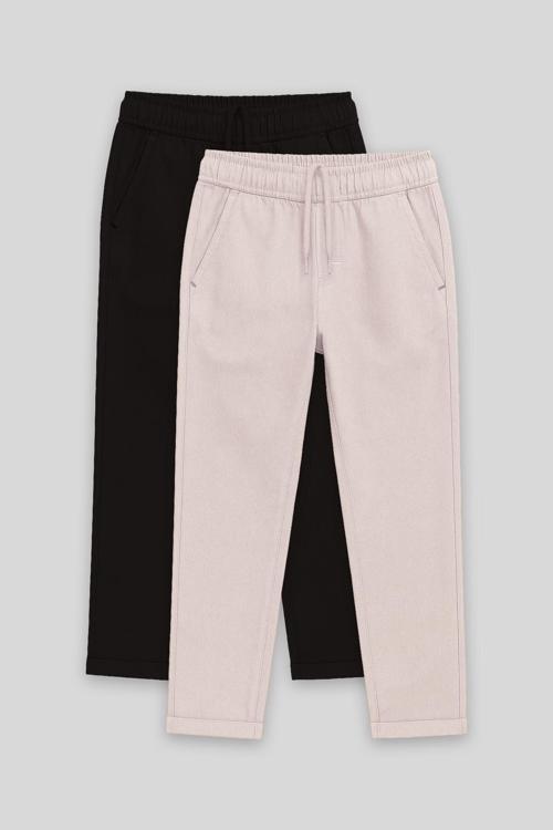 Standart Fit 2li Paket Siyah-Taş Erkek Çocuk Chino Pantolon - 11272