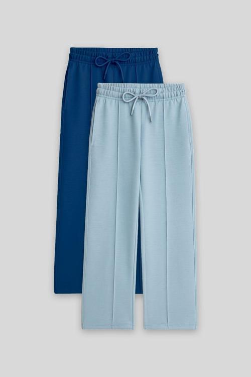 Standart Fit 2li Paket Açık Mavi-Parlament Kız Çocuk Eşofman Alt -75144