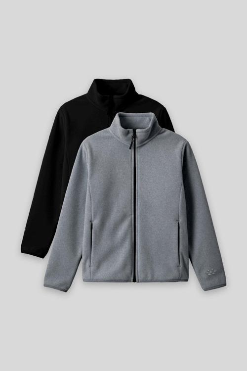 Standart Fit 2li Paket Siyah-Gri Melanj Kız Çocuk Polar Sweatshirt - 75154