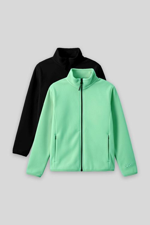 Standart Fit 2li Paket Siyah-Su Yeşili Kız Çocuk Polar Sweatshirt - 75154