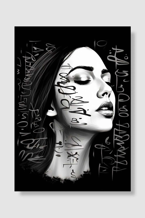 Young Woman Typography Art Anime Poster Çerçevesiz Yüksek Kalite Duvar Poster