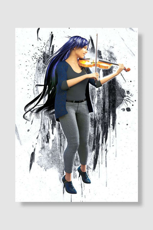 Violin Musician Anime Poster Çerçevesiz Yüksek Kalite Duvar Poster