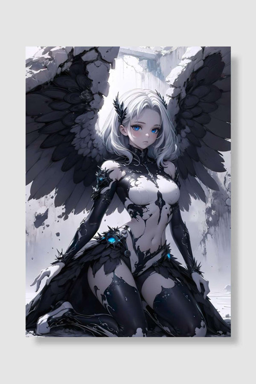 White Devil Angel Anime Poster Çerçevesiz Yüksek Kalite Duvar Poster