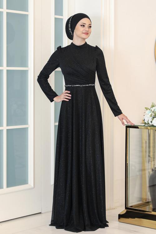 Parıltılı Işıl Tesettür Büyük Beden Abiye