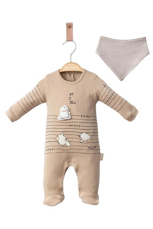 Kahve 3 Ay,6 Ay,9 Ay, Erkek Bebek Tulum