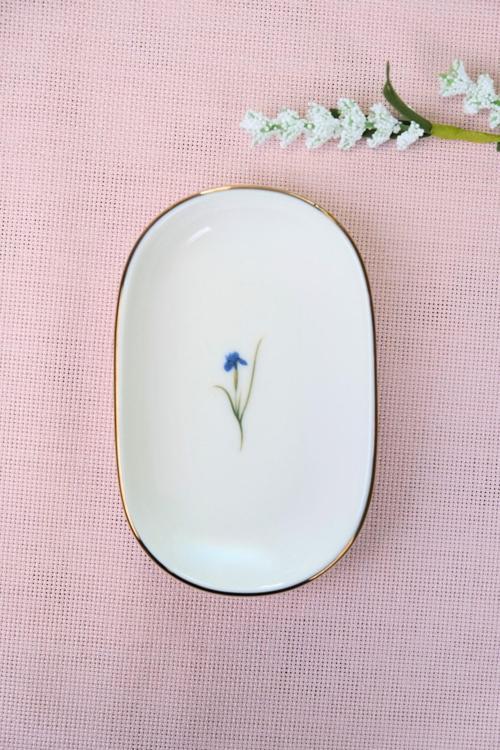 Porselen Natura İris Altın Yaldızlı Oval Kayık Tabak 13,50x8,50x2,50cm Tekli