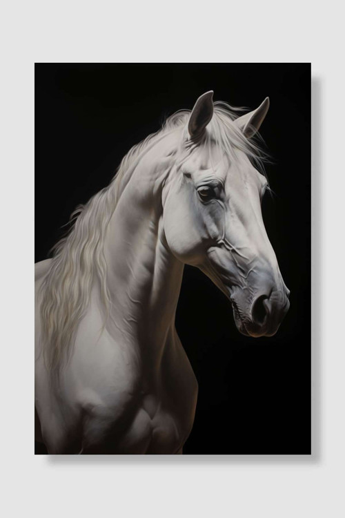 White Horse Portrait Popart Poster Dekoratif Modern Sanatsal Duvar Poster