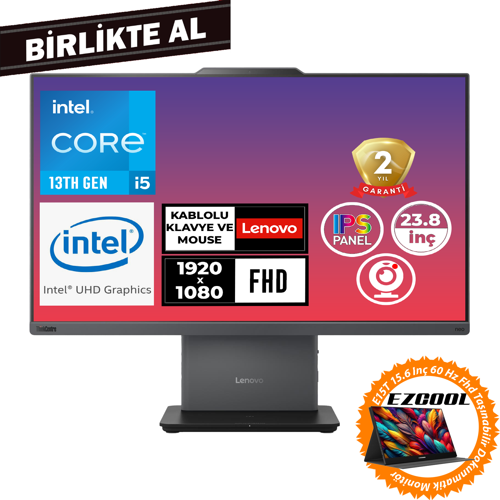 ThinkCentre Neo 50A G5 i5-13420H 32GB 512GB SSD 23.8" Fdos+15.6" Touch Monitör 12SC002WTR 036