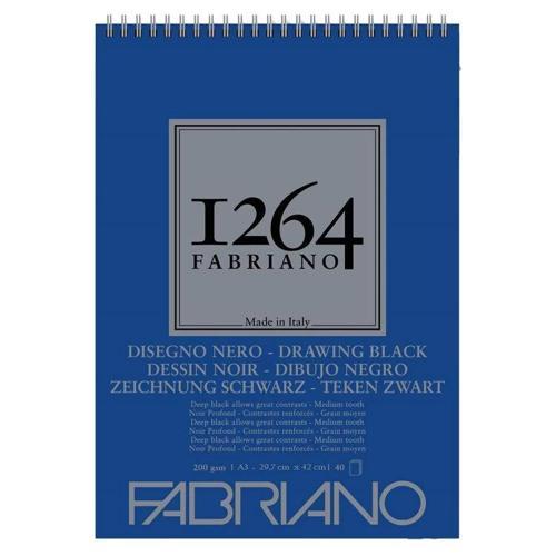 1264 Drawing Black Üstten Spiralli Eskiz Çizim Defteri Siyah Yapraklı 200 gr. A3 40 yapra