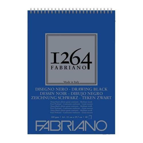 1264 Drawing Black Üstten Spiralli Eskiz Çizim Defteri Siyah Yapraklı 200 gr. A4 40 yapra