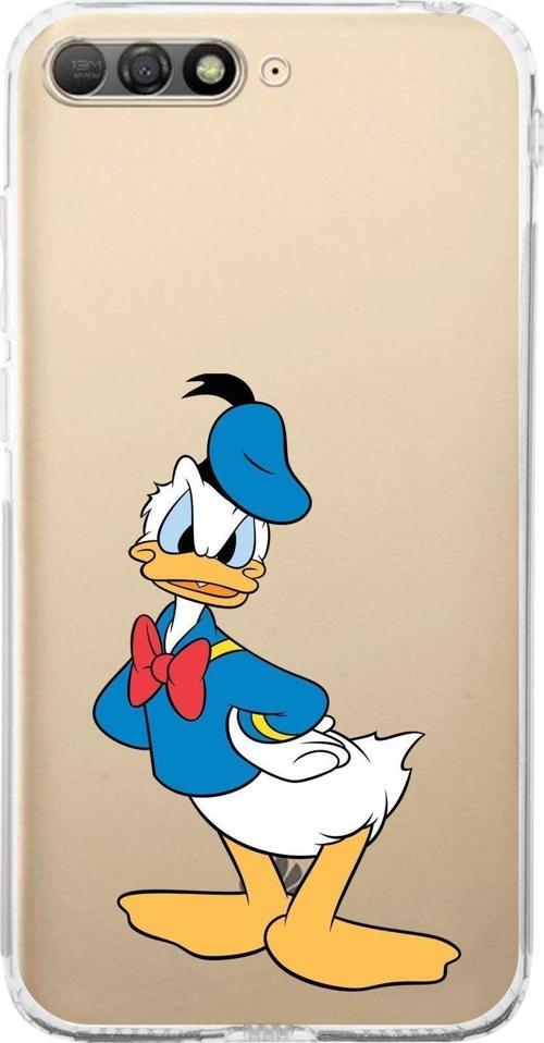 Huawei Y6 2018 Kamera Korumalı Kapak Donald Duck Tasarımlı Şeffaf Kılıf
