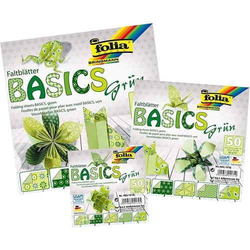 Origami Kağıdı 15x15 cm. 5 Desen 50 Yaprak Basic Yeşil
