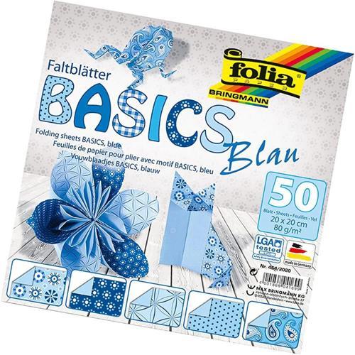 Origami Kağıdı 20x20 cm. 5 Desen 50 Yaprak Basic Mavi