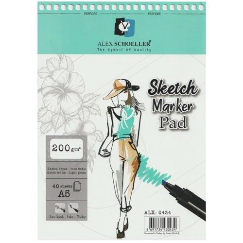 Spiralli Sketch Marker Defteri Pad 200 gr. A5 40 yp.