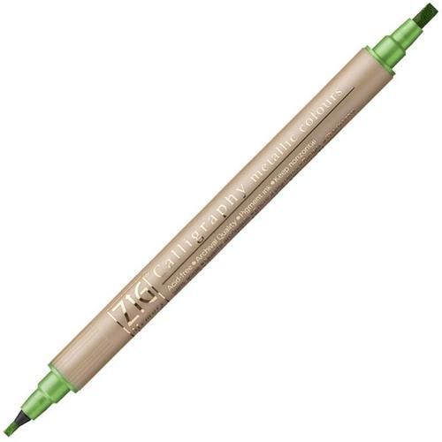 Çift Uçlu Yaldızlı Kaligrafi Kalemi 2 mm. + 3.5 mm. 128 Metallic Light Green