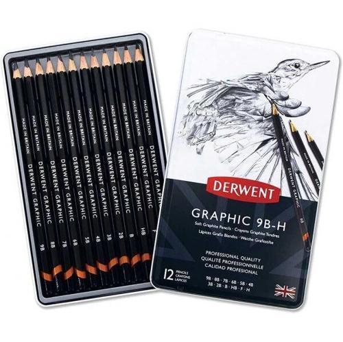 Graphic Dereceli Kalem Karakalem Eskiz Çizim Seti Soft (Sketching) 12'li Teneke Kutu