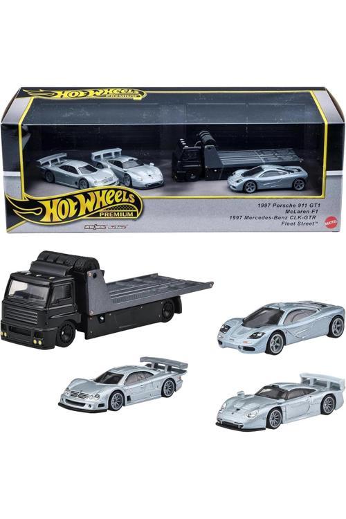 Premium Fleet Street Set – Porsche 911 Gt1, Mercedes-Benz Clk-Gtr, Mclaren F1, Taşıyıcı Kamyonet