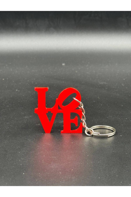 Love Yazılı Aşk Anahtarlık - Kırmızı - (1 Adet)