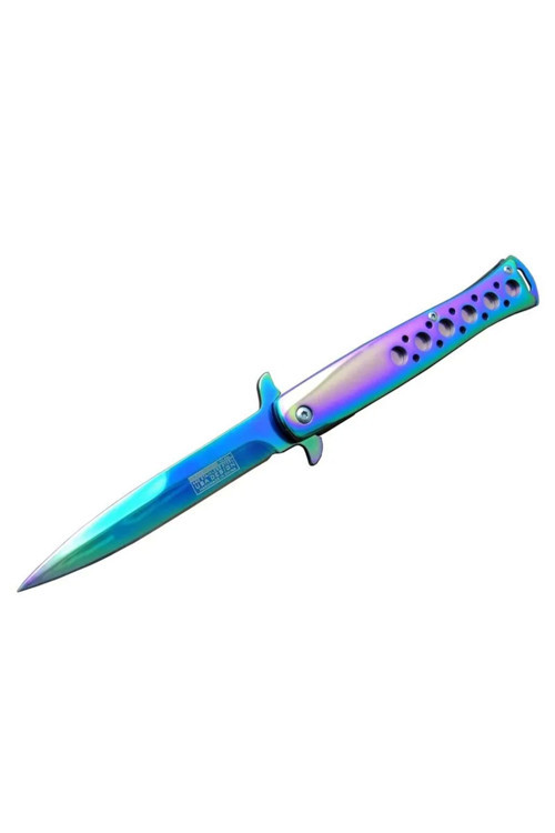 Tac-Force 1111-D Titanyum Gökkuşağı Kamp Çakı 23 Cm - Metal Sap, Yarı Otomatik - Lisinya