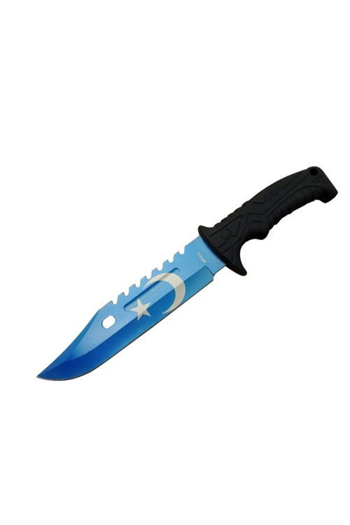Ayyıldız Mf013Bl Mavi Av Bıçağı 31Cm - Testere Detaylı Bıçak, Kılıflı, Plastik Sap - Lisinya