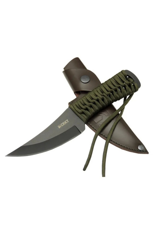 Crkt Scrub Fixed 2712 Bk Siyah Kamp / Outdoor Bıçak 22,5Cm - İpli Sap, Deri Kılıflı - Lisinya