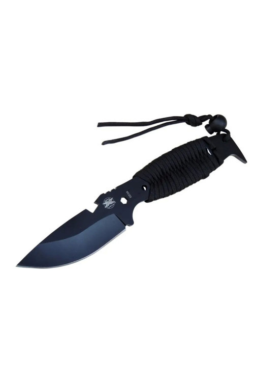 Gear Assault 0238Bk Kamp Bıçağı 22,5 Cm - Siyah, Metal Ampampamp İpli Sap - Lisinya