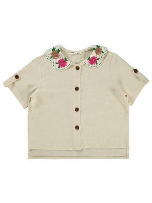 Yaka Aksesuarlı 10-13 Yaş Gömlek - Ekru12-13 Yaş