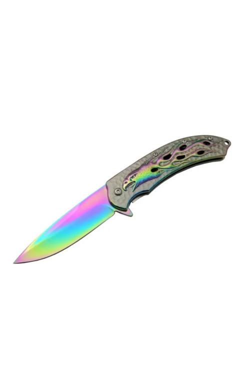 Kartal Rainbowi Tk 21 Cm Kamp / Outdoor Çakı - Yarı Otomatik, Kemerlikli, Kutulu - Lisinya