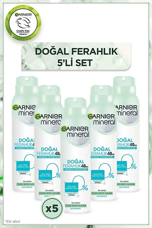 Mineral Doğal Ferahlık Sprey Deodorant 150 ml x 5 Adet