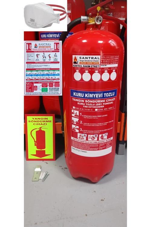  12 Kg Abc Kkt Yangın Söndürme Tüpü  İşyeri Ruhsat İşlemleri İçin,Askı Aparatı Ve Fosforlu Levhası