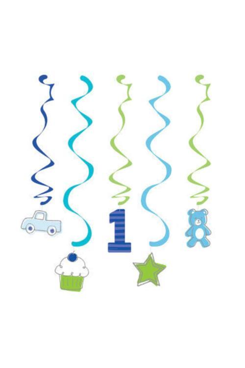 1 Yaş Erkek Teması Sarkaçlı Tavan Süs 5 Adet