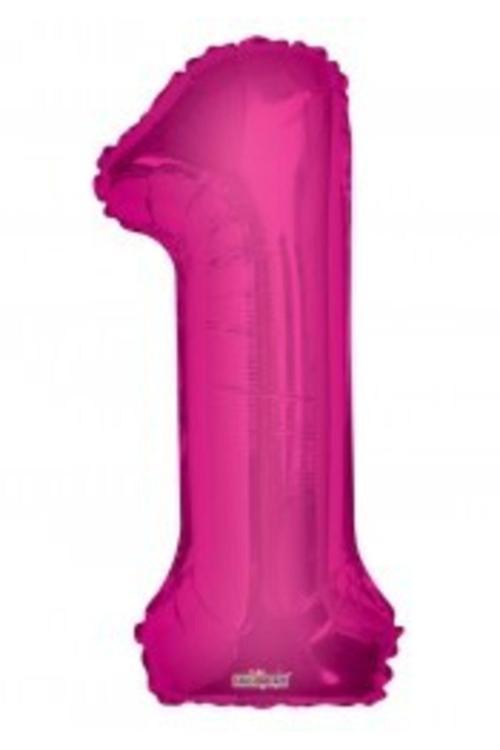 Folyo Balon 1 Rakamı Pembe 100 Cm